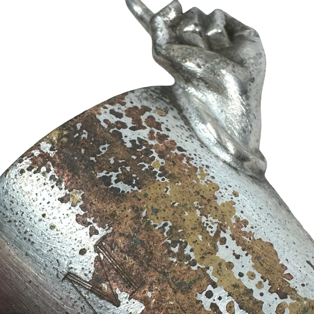 Napier Vintage Silver Plate Number One Finger Pointing Jigger Shot Glass Gray